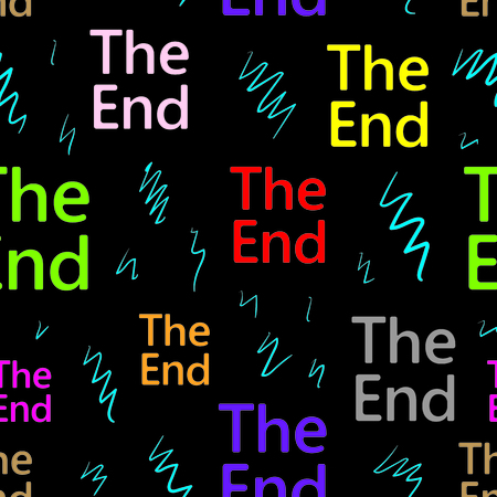 Seamless texture with a cinema inscription the endのイラスト素材