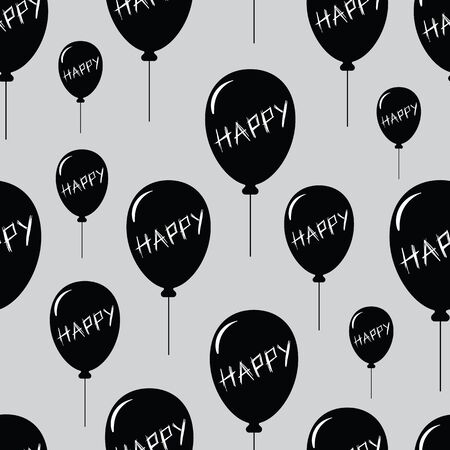 Black depressive ball and text happiness seamless textureのイラスト素材