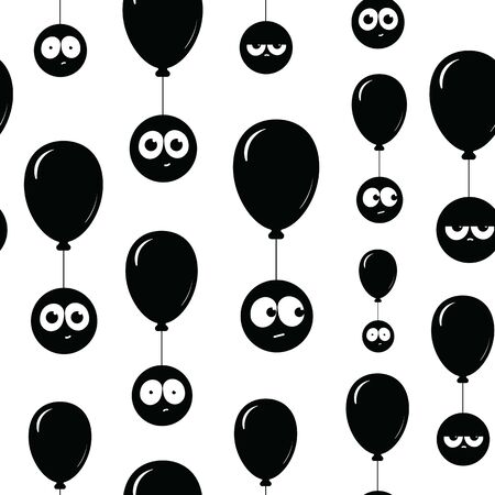 Black balloons and faces on them seamless textureのイラスト素材