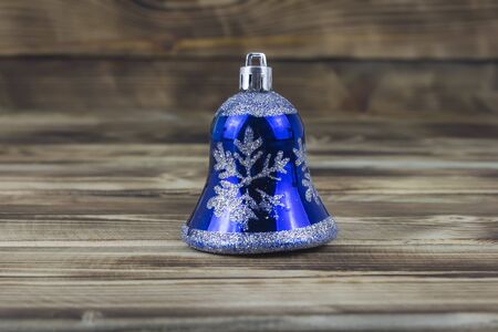 Christmas objects and decorations on a wooden backgroundの写真素材