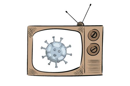 Virus microbe on TV showのイラスト素材