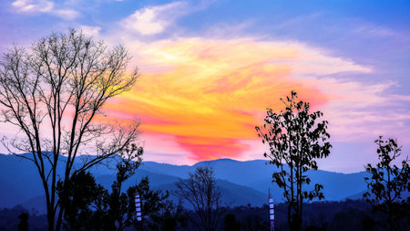 After sunset on mountainの写真素材