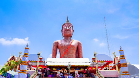 buddha statue and blue skyの写真素材