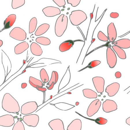 spring floral flovers pattern illustration, decorative textureの写真素材