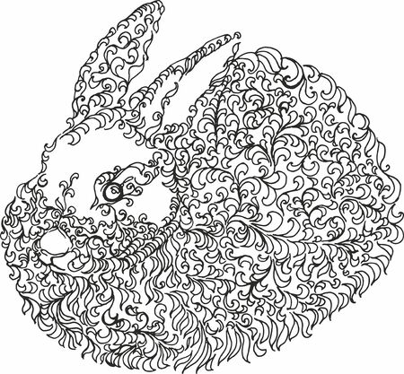 fur rabbit openwork logo patternの写真素材