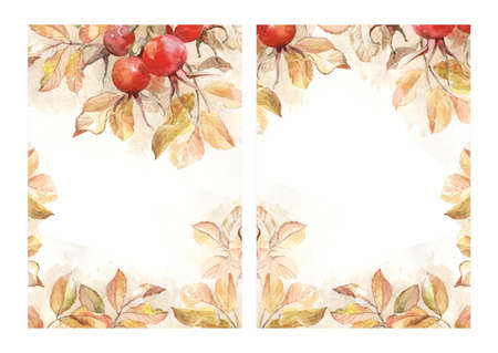 watercolor flowers background frame, decorative vintage card, wedding invitationの写真素材