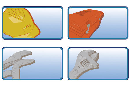 Collection of four construction items in button formのイラスト素材