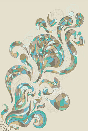 A design of swirling shapes with intricate patterns inside. Main design elements, outline background and background shape are all on separate layers. Colors and outline are separate to easily change colors. のイラスト素材