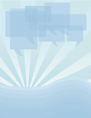 Overlapping speech bubbles on a sunray background. Speech bubbles and background elements are on different layers.のイラスト素材