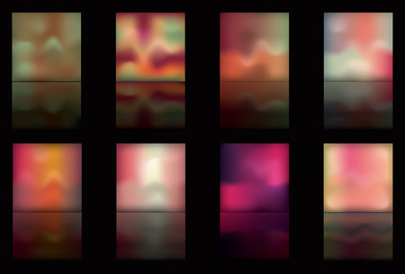 Note: Gradient Meshes are used. This is a set of three glowing spectrum buttons on a black background with reflections. Boxes and reflections are on separate layers. Each box and it's reflection is a gradient mesh. のイラスト素材