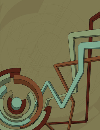 Top lines, main circular elements, background lines and background are all on separate layers.のイラスト素材