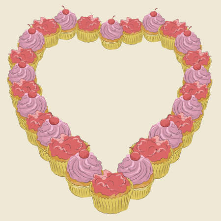 Cupcakes are all grouped on same layer. Easy to add/subtract and change colors. のイラスト素材