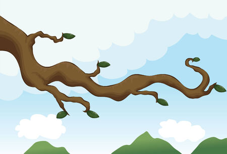 outlines and shading for both leaves and branches are on separate layers as is the background.のイラスト素材