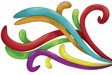 Outlines and shape fills are on separate layers. Each swirl and its shading is grouped together.  Tips of swirls are intact and cropped via clipping mask. のイラスト素材