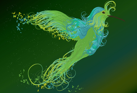 Abstract swirling humming bird illustrationのイラスト素材
