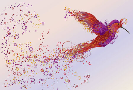 Abstract swirling humming bird illustrationのイラスト素材
