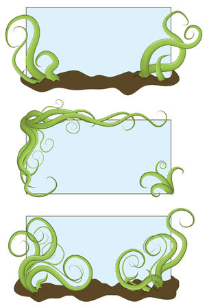 Illustrated jumbled vine frames in a hand drawn styleのイラスト素材