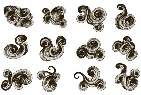abstract hand drawn scroll shape collectionのイラスト素材