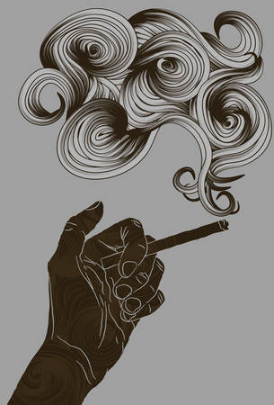Abstract illustrated hand holding a cigaretteのイラスト素材
