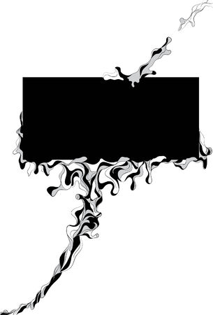 Dripping grayscale doodle background with rectangleのイラスト素材
