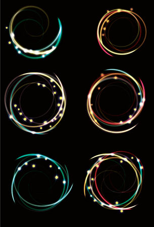 Blurry abstract neon spirals with sparklesのイラスト素材