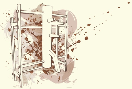 Traditional Martial Arts Wooden Dummy Equipmentのイラスト素材
