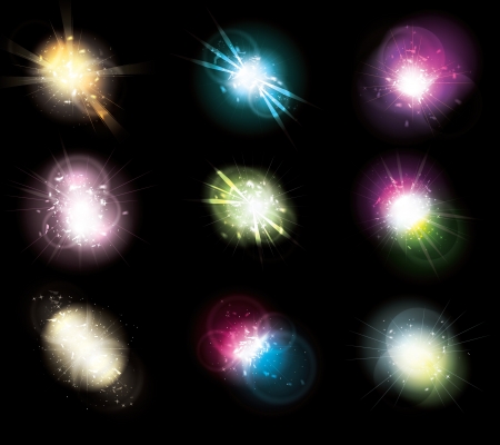 Set of Vector glowing special light effect star bursts with sparklesのイラスト素材