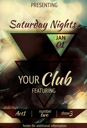 Retro Abstract triangle design light effect club flyerのイラスト素材