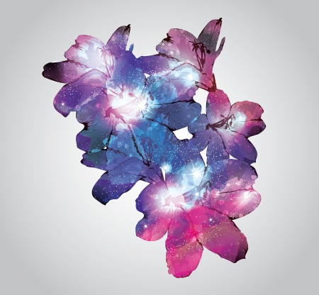Artistic and stylish flower design with a space backgroundのイラスト素材