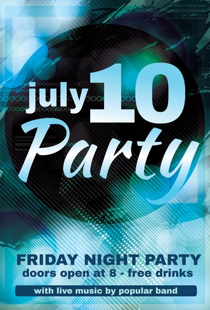 Beautiful blue light effect night club flyer graphic designのイラスト素材