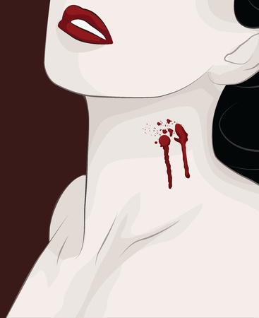 Woman with vampire bite marks on neckのイラスト素材