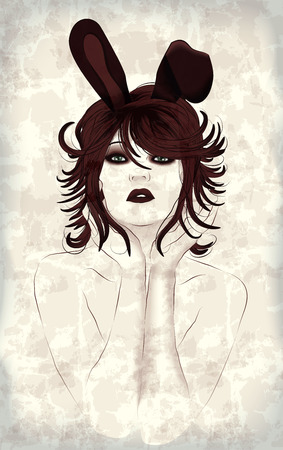 Sexy woman with rabbit earsのイラスト素材