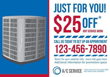 HVAC air conditioning contractor postcard with coupon discount advertisementのイラスト素材