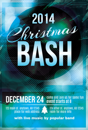 Funky dark blue Christmas bash party invitation flyerのイラスト素材