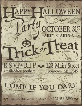 Fun hand lettering Happy Halloween party invitation templateのイラスト素材