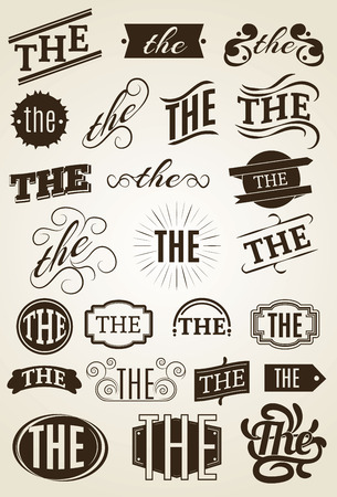 Calligraphic Text decoration set for the word The, in numerous stylesのイラスト素材