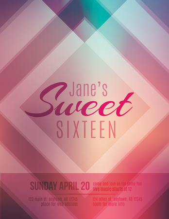 Modern and classy Sweet Sixteen birthday party invitation templateのイラスト素材