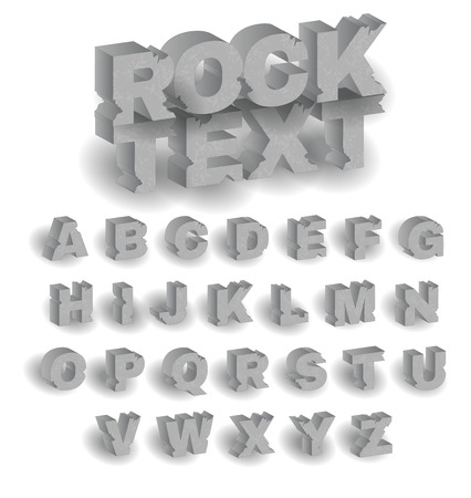 3D vector rock text alphabet with grunge and broken textureのイラスト素材