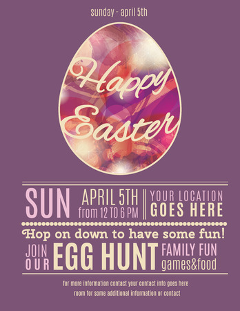 Purple Easter Egg Hunt flyer or poster template with abstract egg illustrationのイラスト素材