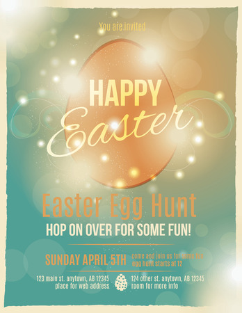 Bright and sparkling Easter egg hunt invitation flyer or posterのイラスト素材