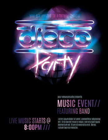Shiny retro 80s party or disco party invitation templateのイラスト素材