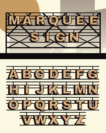 Retro style vector Marquee sign lettersのイラスト素材