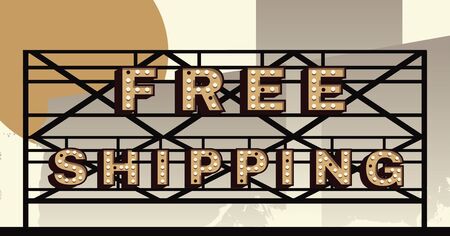 Vector marquee letter Free Shipping signのイラスト素材