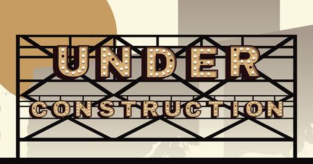 Vector marquee letter Under Construction signのイラスト素材