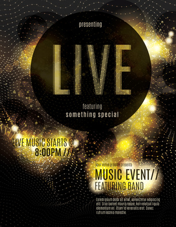 Sparkling gold live music poster templateのイラスト素材