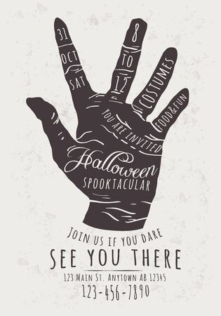 Vector Halloween Party Invitation with zombie hand backgroundのイラスト素材