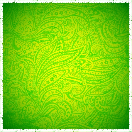 Green vintage paisley backgroundのイラスト素材