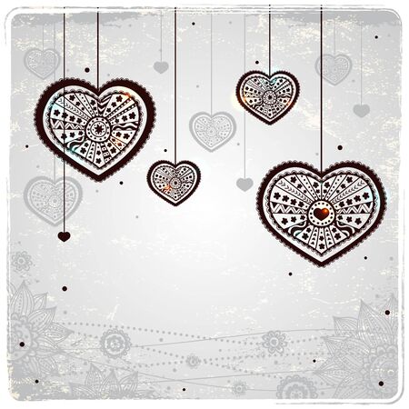 Ornamental hearts on the vintage backgroundのイラスト素材