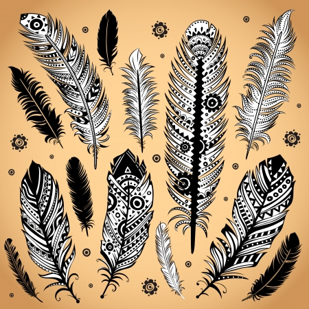 Fashion ethnic feather illustration のイラスト素材