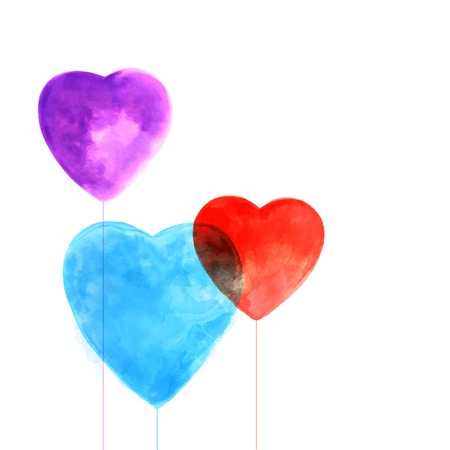 Watercolor beautiful hearts illustration  for Valentine's dayのイラスト素材